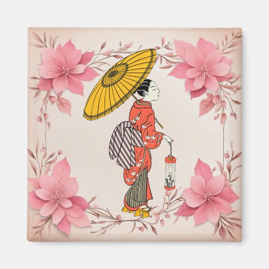 Asiatischer Frauenmagnet Magnet (Vorne)