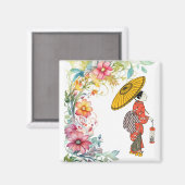 Asiatischer Frauenmagnet Magnet (Vorderseite/Rückseite)