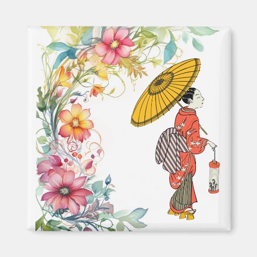 Asiatischer Frauenmagnet Magnet (Vorne)