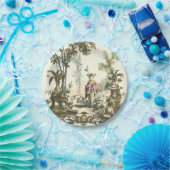 Asiatischer Garten mit Frau und Tieren Pappteller (Party)