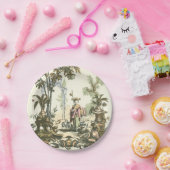 Asiatischer Garten mit Frau und Tieren Pappteller (Party)