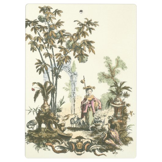 Asiatischer Garten mit Frauen und Tieren Klemmbrett (Rückseite)