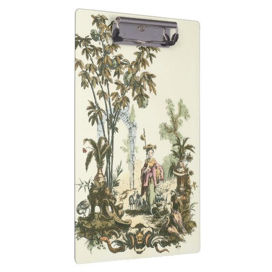 Asiatischer Garten mit Frauen und Tieren Klemmbrett (Rechts)