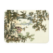 Asiatischer Garten mit Frauen und Tieren Magnet (Horizontal)