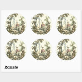 Asiatischer Garten mit Frauen und Tieren Runder Aufkleber (Blatt)