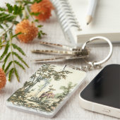 Asiatischer Garten mit Frauen und Tieren Schlüsselanhänger (Vorderseite rechts)