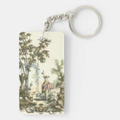 Asiatischer Garten mit Frauen und Tieren Schlüsselanhänger (Rückseite)