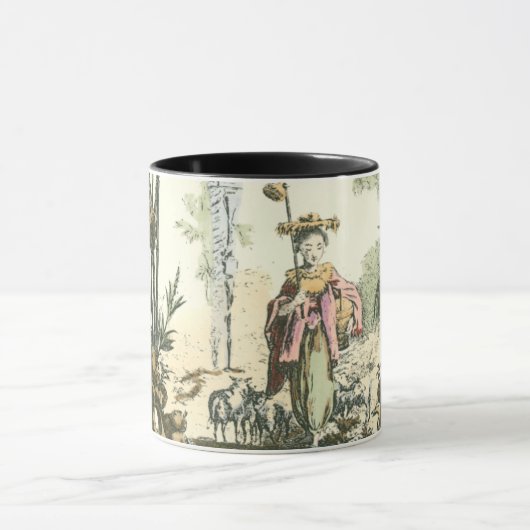 Asiatischer Garten mit Frauen und Tieren Tasse (Zentrum)