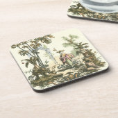 Asiatischer Garten mit Frauen und Tieren Untersetzer (Linke Seite)