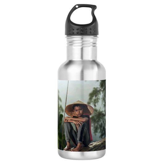 Asiatischer Jungfisch Edelstahlflasche (Vorderseite)