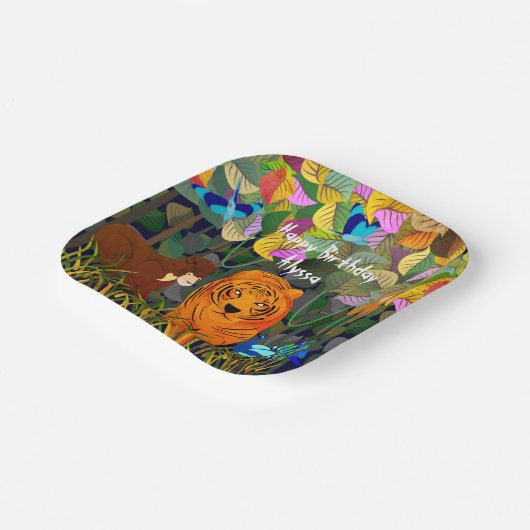 Asiatischer Jungle Tiger Sonnenbär Pfauenaffe Pappteller (Gewinkelt)