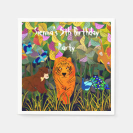 Asiatischer Jungle Tiger Sun Bear Peacock Indian R Serviette