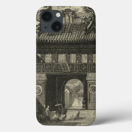 Asiatischer Kaisertempel in Schwarz und Weiß Case-Mate iPhone Hülle (Rückseite)