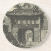 Asiatischer Kaisertempel in Schwarz und Weiß Getränkeuntersetzer (Vorne)
