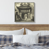 Asiatischer Kaisertempel in Schwarz und Weiß Leinwanddruck (Insitu (Schlafzimmer))