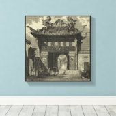 Asiatischer Kaisertempel in Schwarz und Weiß Leinwanddruck (Insitu (Holzboden))