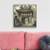 Asiatischer Kaisertempel in Schwarz und Weiß Leinwanddruck (Insitu (Wohnzimmer))