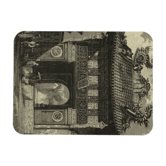 Asiatischer Kaisertempel in Schwarz und Weiß Magnet (Horizontal)