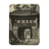 Asiatischer Kaisertempel in Schwarz und Weiß Magnet (Vertikal)