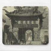 Asiatischer Kaisertempel in Schwarz und Weiß Mousepad (Vorne)