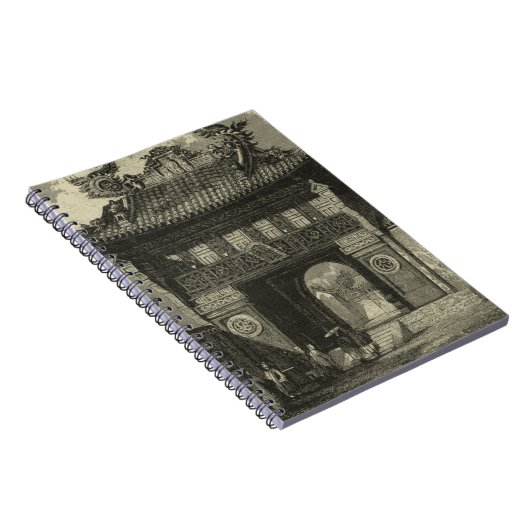 Asiatischer Kaisertempel in Schwarz und Weiß Notizblock (Rechte Seite)
