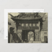 Asiatischer Kaisertempel in Schwarz und Weiß Postkarte (Vorne/Hinten)