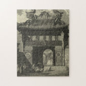Asiatischer Kaisertempel in Schwarz und Weiß Puzzle (Vertikal)
