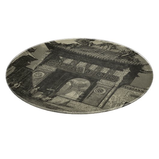 Asiatischer Kaisertempel in Schwarz und Weiß Schneidebrett (Ecke)