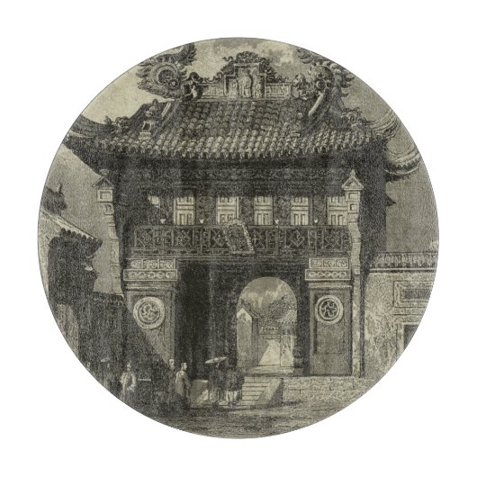 Asiatischer Kaisertempel in Schwarz und Weiß Schneidebrett (Vorderseite)