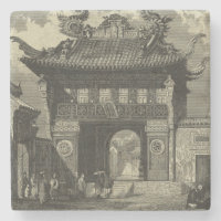Asiatischer Kaisertempel in Schwarz und Weiß