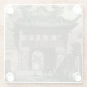Asiatischer Kaisertempel in Schwarzem u. im Weiß Glasuntersetzer (Rückseite)
