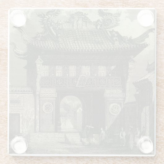 Asiatischer Kaisertempel in Schwarzem u. im Weiß Glasuntersetzer (Rückseite)