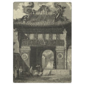 Asiatischer Kaisertempel in Schwarzem u. im Weiß Klemmbrett (Rückseite)