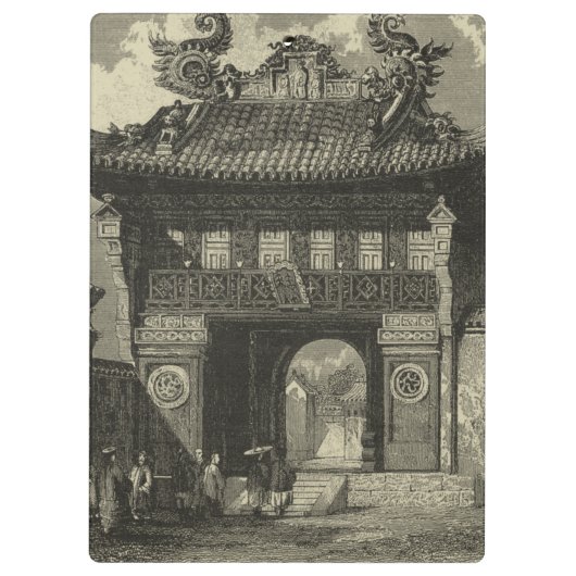 Asiatischer Kaisertempel in Schwarzem u. im Weiß Klemmbrett (Rückseite)