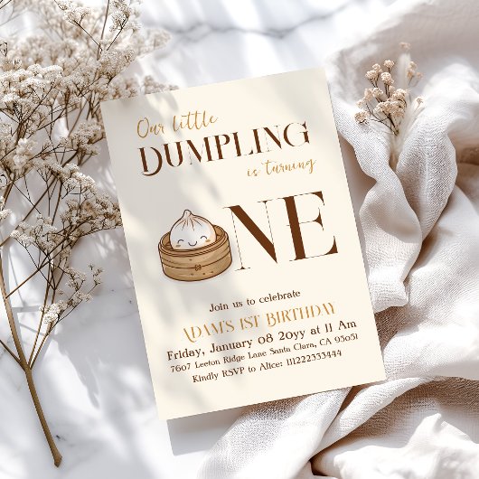 Asiatischer Kleine Dumpling Kawaii erster Geburtst Einladung
