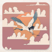 Asiatischer Kranich im Flug Rechteckiger Pappuntersetzer (Vorderseite)