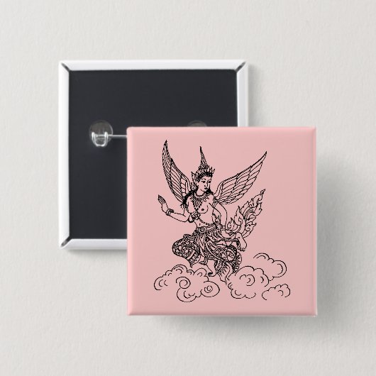 ASIATISCHER KUNST-ENGELS-KNOPF BUTTON (Vorne & Hinten)