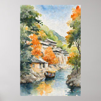 Asiatischer Küstenort Poster
