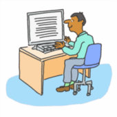 Asiatischer Mann, der am Computer arbeitet Aufkleber (Vorderseite)