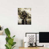 Asiatischer Mann mit Samurai-Rüstung Poster (Heimbüro)