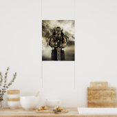 Asiatischer Mann mit Samurai-Rüstung Poster (Küche)