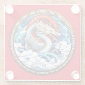 Asiatischer Mythischer Drache in Rot und Blau Glasuntersetzer (Rückseite)