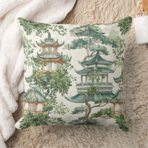 Asiatischer Pagoden-Üppiger Botanischer Wald Kissen