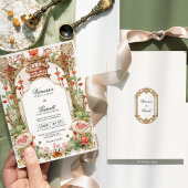 Asiatischer Roter Lotus und Fan Wedding Tee Zeremo Einladung