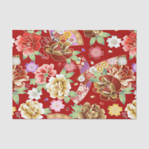 Asiatischer Roter Roter Rosa Modernes Blau Seidenpapier