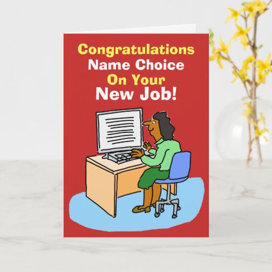 Asiatischer Sekretär oder Persönlicher Assistent.  Karte (Gelbe Blume)