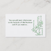 Asiatischer Themed Bambus u. Blätter 2 Visitenkarte (Rückseite)