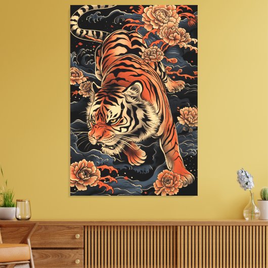 Asiatischer Tiger Leinwanddruck (Insitu (Wohnzimmer))