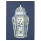 Asiatischer Urner in Blau und Weiß Klemmbrett (Rückseite)