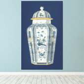 Asiatischer Urner in Blau und Weiß Leinwanddruck (Insitu (Holzboden))